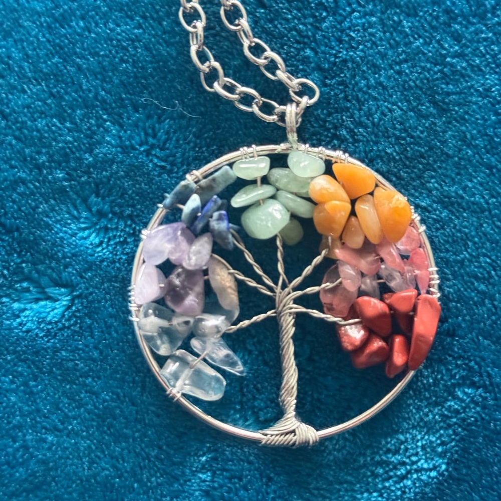Red and Orange Tree of Life Necklace Jewelry